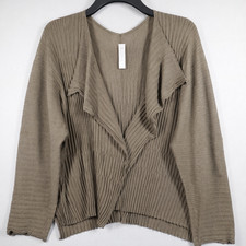 Ischiko by Oska Cardigan Size 2 UK 12 Brown Plisse Pleat Open Front Waterfall