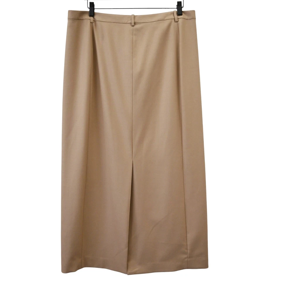 Maxi Falda Lápiz Recta Theory Camel Mezcla Lana Caqui Talla 14 Foto 2 de 4