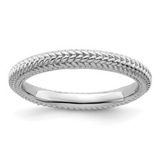 925 Sterling Silver Stackable Expressions Rhodium-plated Domed Ring Size 7
