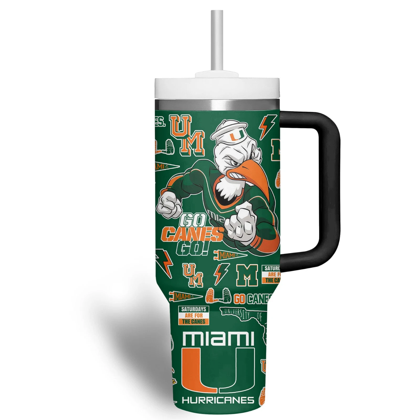 College Football Style Custom Tumbler with Handle 40oz