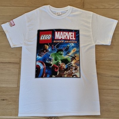 Marvel Super Heroes Lego weißes T-Shirt Herren Medium Größe M 