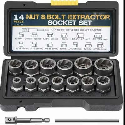 Beschädigte Schlagschraube Entfernung 14PCS Bolzen Mutter Ausdreher Twist Socket Tool Kit Set