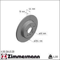 2X Zimmermann 430.2643.20 Bremsscheibe FüR Opel Astra Ampera E B16 F17