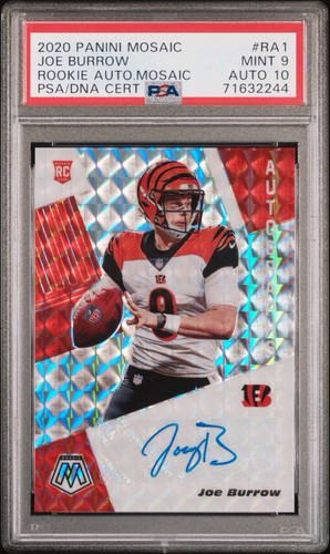 2020 Panini Mosaic NFL: JOE BURROW Rookie AUTO PRIZM Mosaic PSA 9/10 Bengals