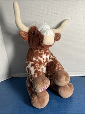 Build A Bear Plush Texas Longhorn Cow Brown  White Spotted Bull Plush Toy BAB