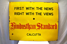 Vintage Hindusthan Standard Emaille Schild Kalkutta 30x24 Gelb Porzellan Neu Boa