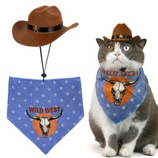 HOWWFALY Pet Cowboy Costume Set Dog Halloween Costumes Cat Small, Bule