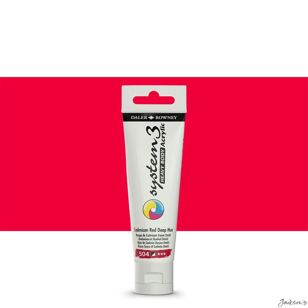 Daler-Rowney System3 Heavy Body Acrylic Paint 59ml Cadmium Red Deep Hue Art