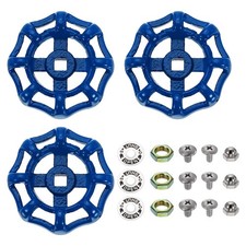 3Pcs Outside Faucet Handles, 7 x 7mm Round Wheel Water Spigot Handle, Blue