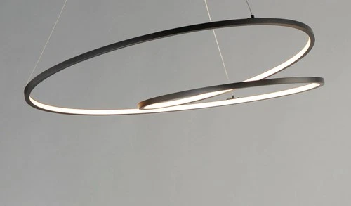 ET2 Cycle 24 1/2" Wide Black LED Geometric Ring Pendant Light - Picture 5 of 10