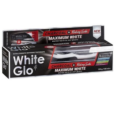 White Glo Charcoal Baking Soda Whitening Toothpaste Set With Toothbrush Maximum