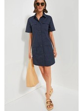 New Tuckernuck Nala 100% Cotton Utility Shirtdress Navy Small