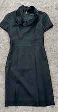 Banana Republic Cowl Neck Black Satin Sheath Dress Size 2 Retro Style W Back Zip