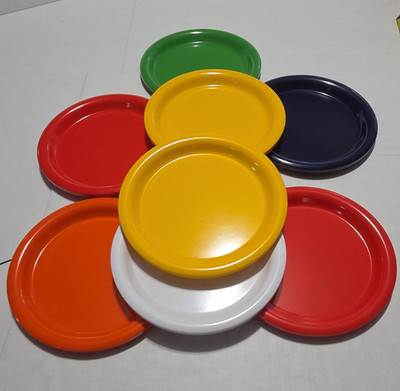Trend Ltd 10 in Round Plastic Dinner Plate,  8 Solid Shiny Finish, Multicolor