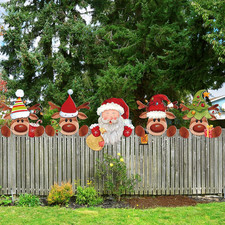 5 Pcs Christmas Fence Peeker Decoration Peeking Garden Yard Decorations Outdoor