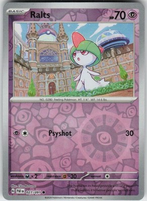 Reverse Holo Ralts 027/091 Common Paldean Fates Near Mint