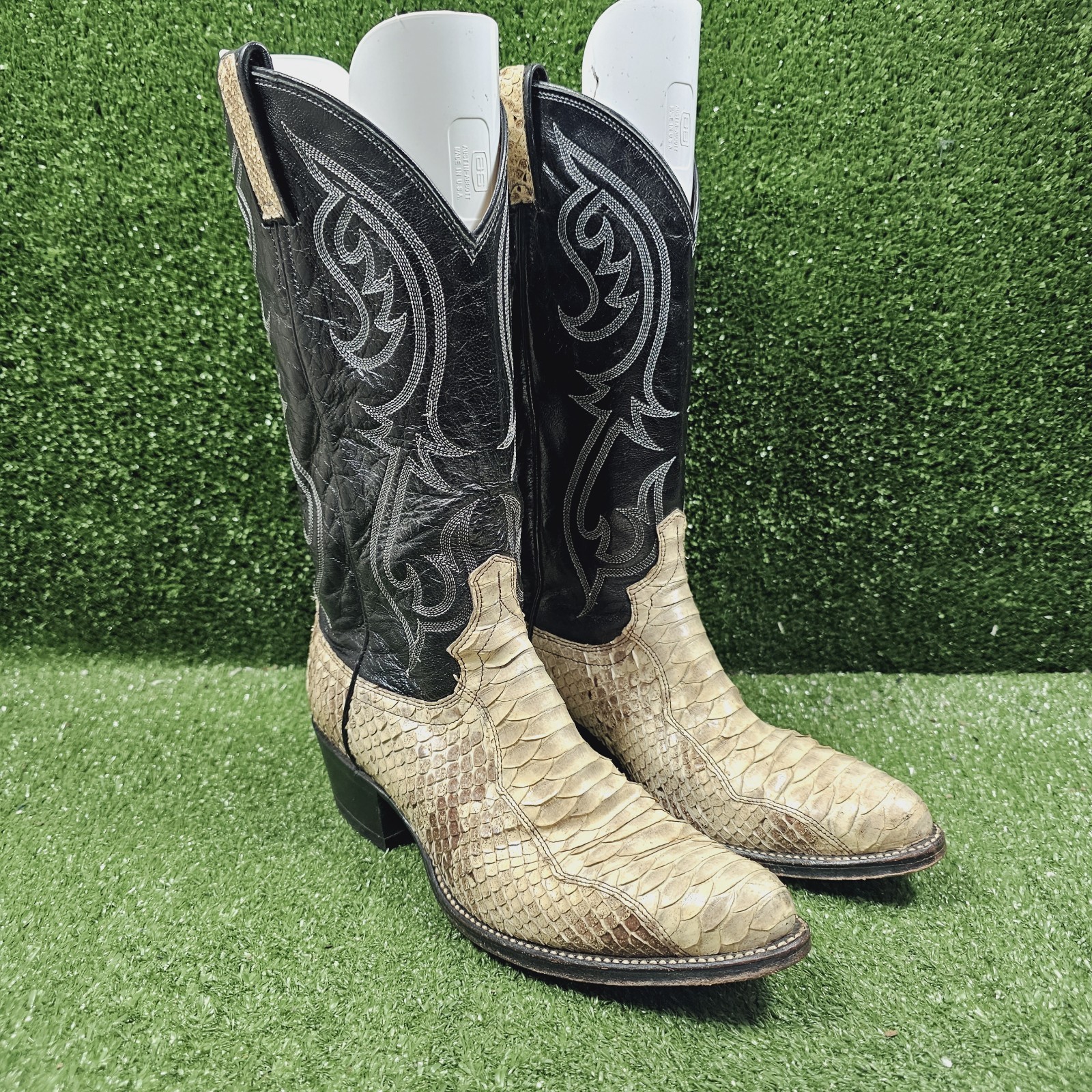 Dan Post Exotic Python Snakeskin Pull On Cowboy W… - image 1