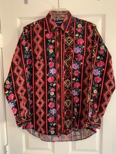 Men's Checotah® Long Sleeve Western Printed Shirt Size M,100% Cotton Made in USA