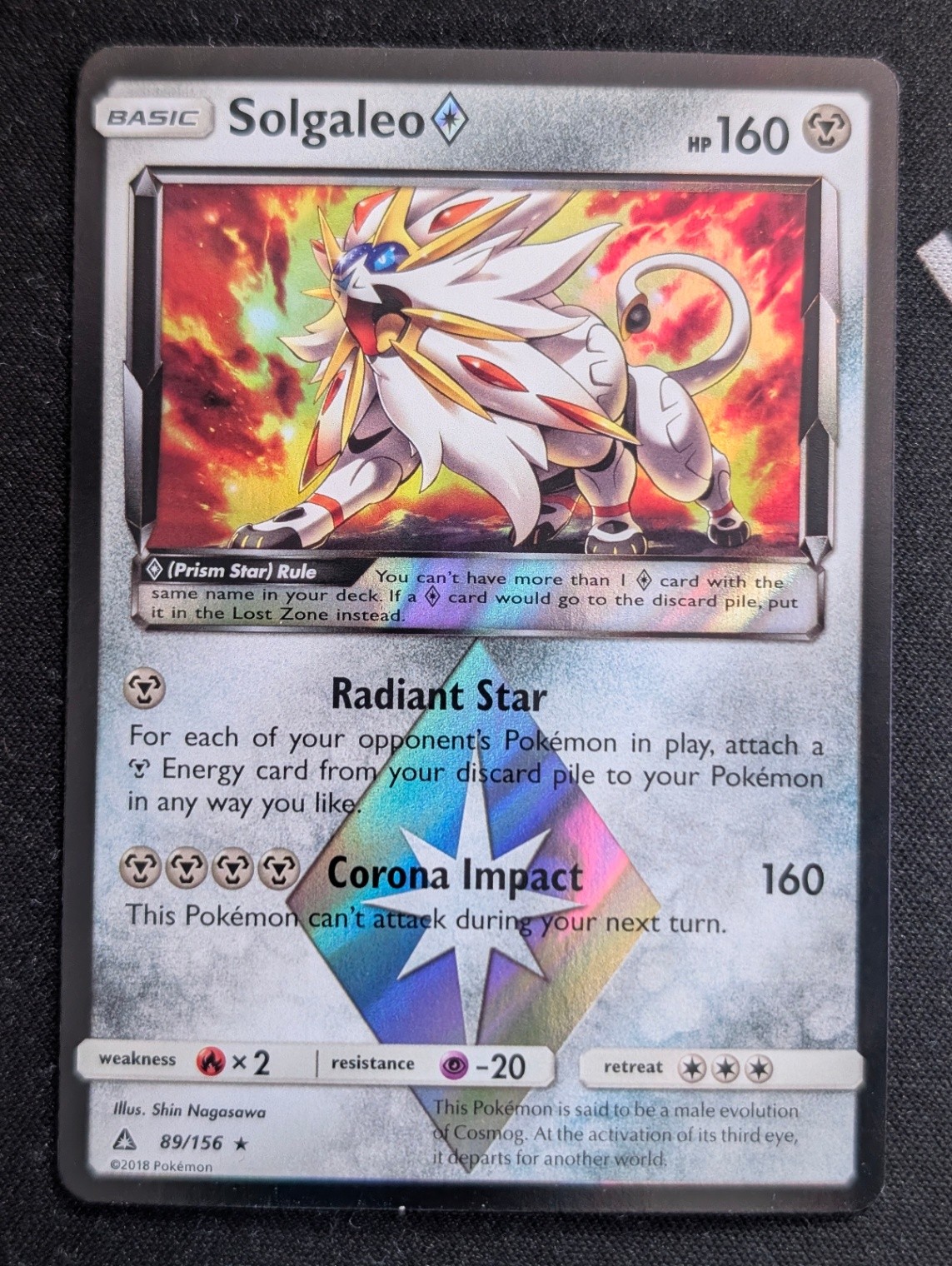 Solgaleo Prism Star 89/156 SM - Ultra Prism Pokemon TCG NM