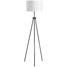 HOMCOM 59.75" Tripod Floor Lamp with Pull Chain Standing, Fabric Lampshade E26 L