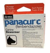 Panacur C 4 gram Canine 40lbs Dewormer Treatment 3 packets Exp 06/2027