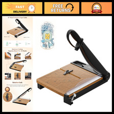 12" Heavy Duty Paper Cutter - Wood Guillotine Trimmer, 30 Sheets Capacity for Cr