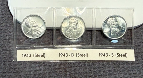 AU/UNC 1943 P-D-S Lincoln Wheat Cent Year Set