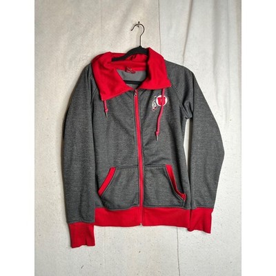 Colosseum Utah Utes Full Zip Hoodie Womens XL Grey Red NCAA Athletic Sweatshirt