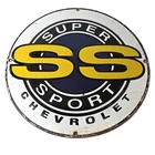 Vintage Chevrolet Sign - Super Sport SS Automobile Motor Gas Pump Porcelain Sign
