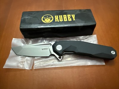 Kubey Carve Folding Knife Translucent Black G10 Handle D2 Satin Ku237a