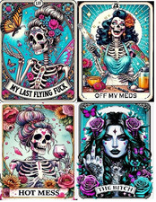 "Off My Meds" Skull Diamond Art Kits for Adults, Skeleton 12x16 in, Set of 4