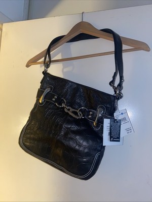 B Makowsky Y2K Black Leather Shoulder Hobo Y2K 2002 Bag NWT BELFAST $168 MSRP