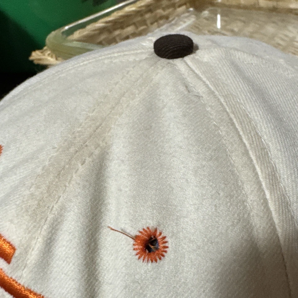 VTG St. Louis Browns Roman Pro 7 5/8 Fitted Cap Hat Brown White Orange Cardinals - Image 3 of 4