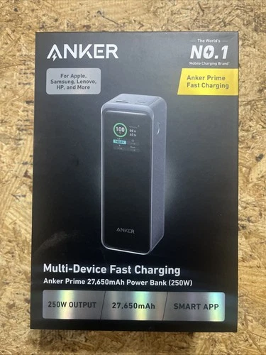 Anker Prime Power Bank 27650mAh 3-Port 250W Portable Charger w/Smart App