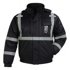 HI VIZ VISIBILTY BOMBER REFLECTIVE CONTRACTOR SECURITY WORK JACKET