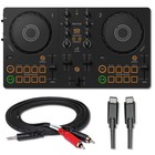 AlphaTheta DDJ-FLX2 2-Deck DJ Controller with Hosa CMR-206 Stereo Breakout Cable