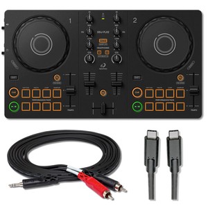 AlphaTheta DDJ-FLX2 2-Deck DJ Controller with Hosa CMR-206 Stereo Breakout Cable