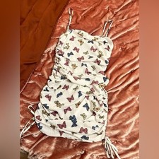 Small Windsor White Mini Dress Butterflies Stretchy Summer Spring Party