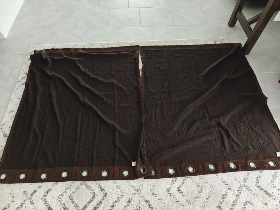 Better Homes & Gardens Woven Textured Brown Chocolate Panels 50"W x 63"L - Image 2 of 4