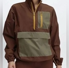 NWT Fabletics Shawn Cropped Half-Zip Brown Jacket Sz M