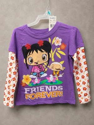 Disney Ni Hao Kai-Lan Friends Forever Girls Layered Long Sleeve Shirt Purple 4T
