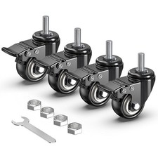 Casters Set of 4 Heavy Duty 2 Inch Swivel Threaded Stem Caster Wheels with Lock