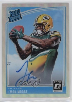 2018 Donruss Optic Rated Holo Prizm 10/99 J'Mon Moore #182 Rookie Auto RC 09q5