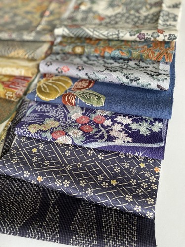 20pc Vtg Japanese Kimono Silk Fabric Remnants Lot Patchwork Craft Japan, 932 - Picture 5 of 7