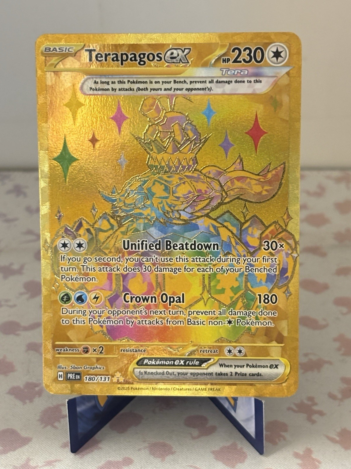 Pokémon TCG Terapagos EX 180/131 Prismatic Evolutions Hyper Rare Gold