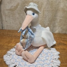 Vtg. Russ Berrie 15" BUNDLES Stork Plush Blue/White Special Delivery 2846
