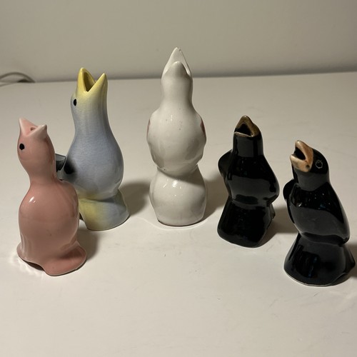 Vintage Ceramic Pie Bird Vent-Mid Century Japan Or USA - Unmarked- Black/pink/Bl - Picture 7 of 24