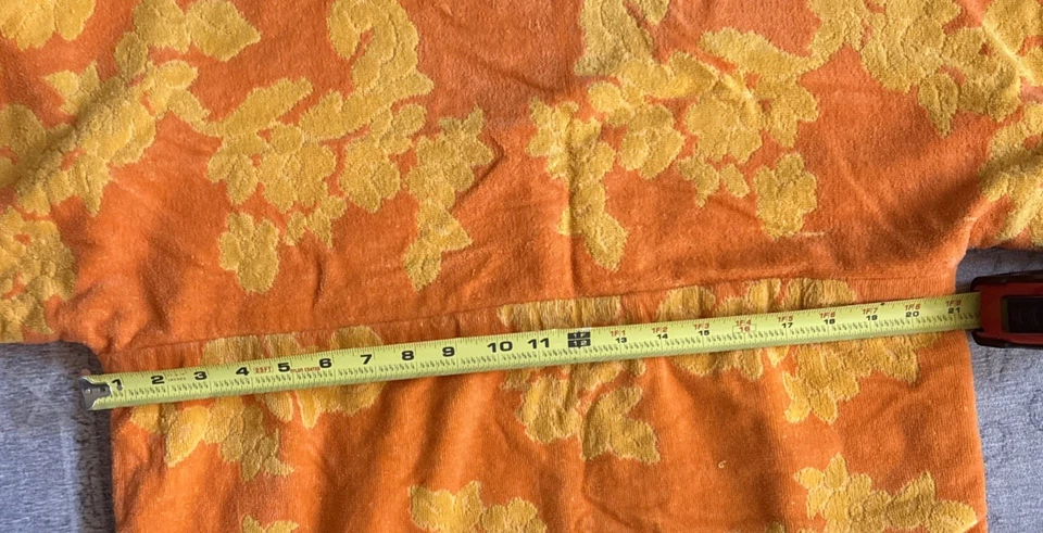 Vtg Bright Orange Cover-Up Fringe Terrycloth Towel Dress Caftan - Image 3 of 4