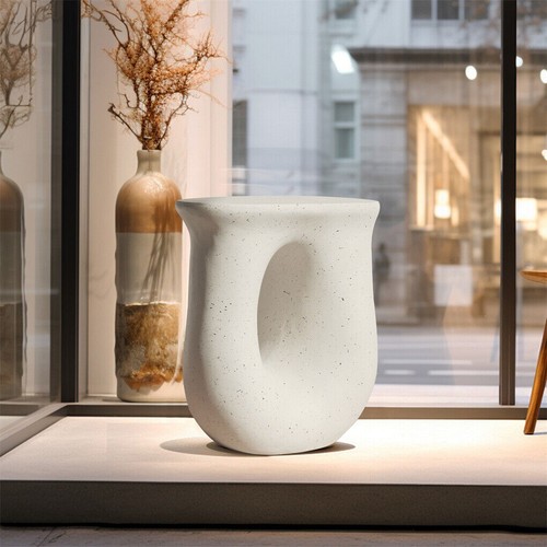 Outdoor Concrete Side Table Terrazzo Magnesia Accent Stool Artist Hollow Design - Picture 6 of 16