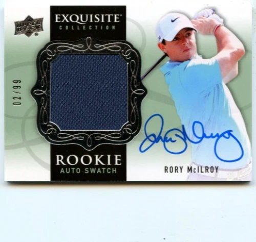 RORY McILROY 2014 UPPER DECK GOLF EXQUISITE ROOKIE AUTO SWATCH #D 2/99 MASTERS